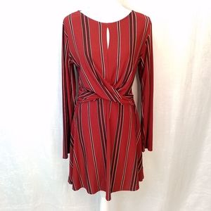 Lily Rose dark red with stripes long sleeved New with tags dress XL